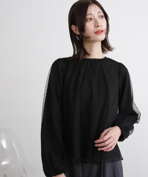 N.(N. Natural Beauty Basic)(エヌエヌナチュラルビューティーベーシック)の「◆ドットチュールブラウス(シャツ/ブラウス・レディース・クリーム/ブラック・MEDIUM)」の16枚目の写真