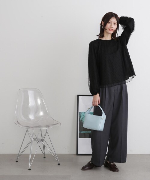 N.(N. Natural Beauty Basic)(エヌエヌナチュラルビューティーベーシック)の「◆ドットチュールブラウス(シャツ/ブラウス・レディース・クリーム/ブラック・MEDIUM)」の15枚目の写真