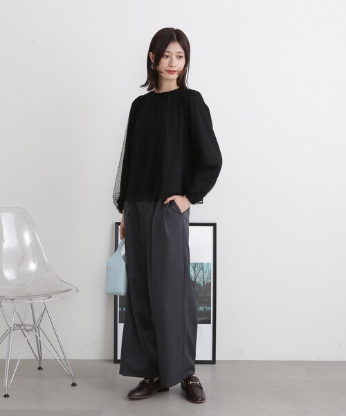 N.(N. Natural Beauty Basic)(エヌエヌナチュラルビューティーベーシック)の「◆ドットチュールブラウス(シャツ/ブラウス・レディース・クリーム/ブラック・MEDIUM)」の14枚目の写真