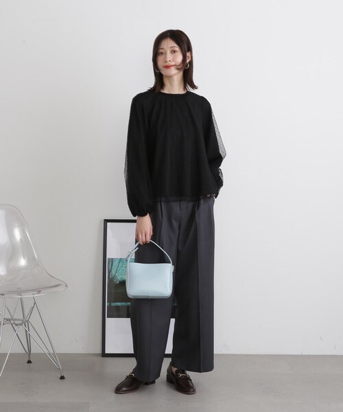 N.(N. Natural Beauty Basic)(エヌエヌナチュラルビューティーベーシック)の「◆ドットチュールブラウス(シャツ/ブラウス・レディース・クリーム/ブラック・MEDIUM)」の13枚目の写真