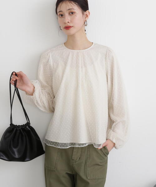 N.(N. Natural Beauty Basic)(エヌエヌナチュラルビューティーベーシック)の「◆ドットチュールブラウス(シャツ/ブラウス・レディース・クリーム/ブラック・MEDIUM)」の11枚目の写真