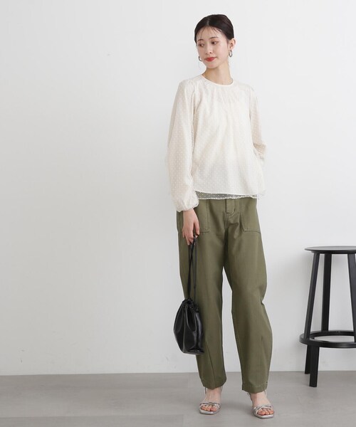 N.(N. Natural Beauty Basic)(エヌエヌナチュラルビューティーベーシック)の「◆ドットチュールブラウス(シャツ/ブラウス・レディース・クリーム/ブラック・MEDIUM)」の9枚目の写真
