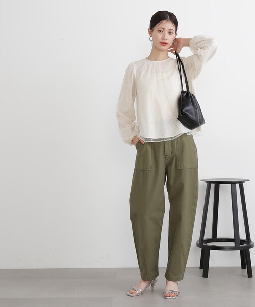 N.(N. Natural Beauty Basic)(エヌエヌナチュラルビューティーベーシック)の「◆ドットチュールブラウス(シャツ/ブラウス・レディース・クリーム/ブラック・MEDIUM)」の8枚目の写真