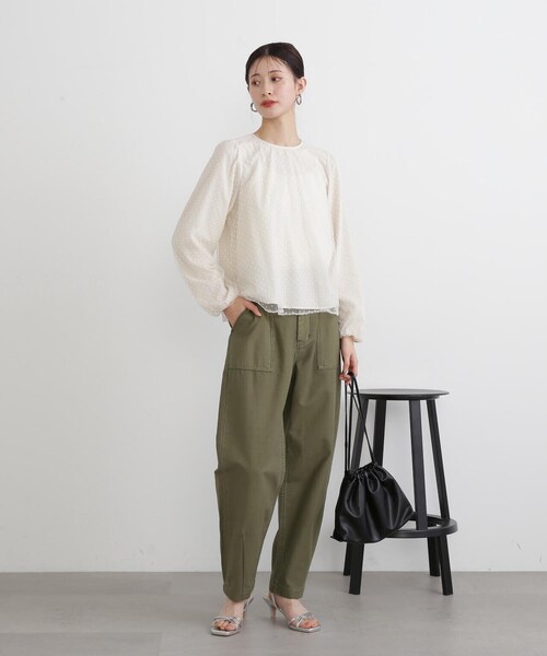 N.(N. Natural Beauty Basic)(エヌエヌナチュラルビューティーベーシック)の「◆ドットチュールブラウス(シャツ/ブラウス・レディース・クリーム/ブラック・MEDIUM)」の7枚目の写真