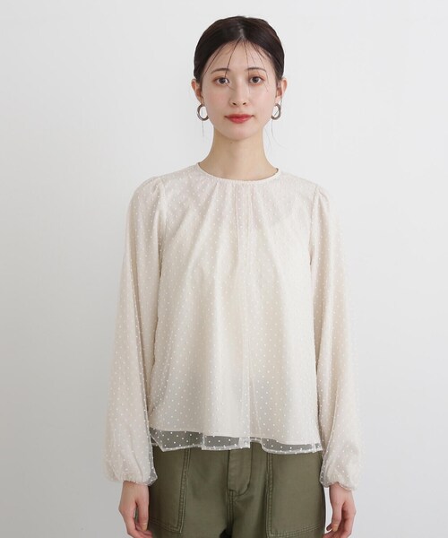 N.(N. Natural Beauty Basic)(エヌエヌナチュラルビューティーベーシック)の「◆ドットチュールブラウス(シャツ/ブラウス・レディース・クリーム/ブラック・MEDIUM)」の5枚目の写真
