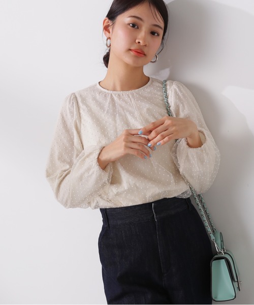 N.(N. Natural Beauty Basic)(エヌエヌナチュラルビューティーベーシック)の「◆ドットチュールブラウス(シャツ/ブラウス・レディース・クリーム/ブラック・MEDIUM)」の2枚目の写真