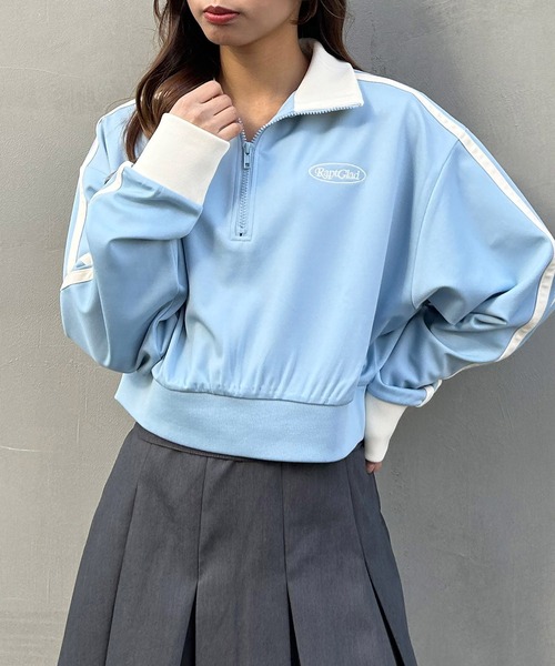 INGNI（イング）の「サイドライン胸ロゴショート丈ハーフZIPジャージ（その他トップス・レディース・アイボリー/ブラック/ライトブルー・M）」の8枚目の写真