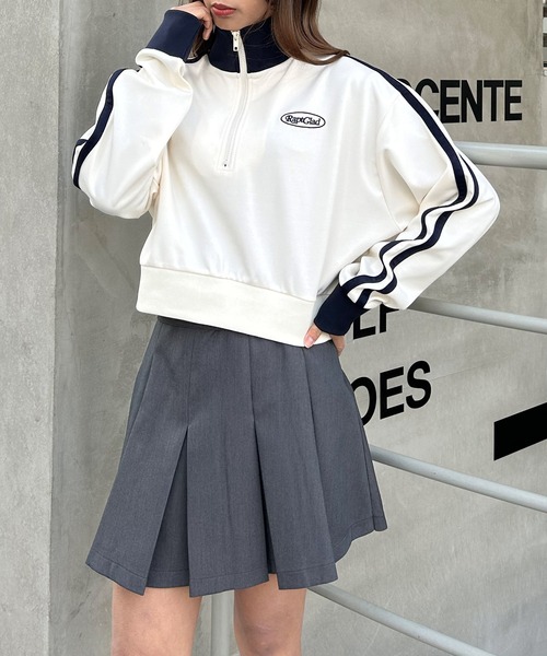 INGNI（イング）の「サイドライン胸ロゴショート丈ハーフZIPジャージ（その他トップス・レディース・アイボリー/ブラック/ライトブルー・M）」の10枚目の写真