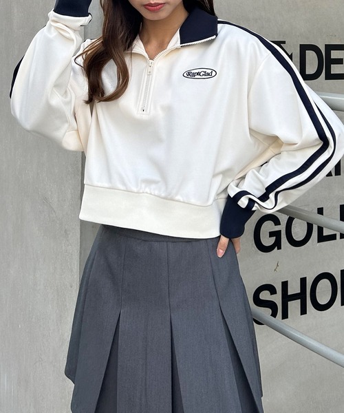 INGNI（イング）の「サイドライン胸ロゴショート丈ハーフZIPジャージ（その他トップス・レディース・アイボリー/ブラック/ライトブルー・M）」の11枚目の写真