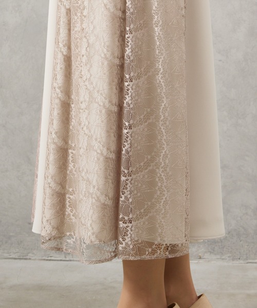極美品✨AIMER ドレス　ワンピース オケージョン レース　ノースリーブ AIMER ワンピース レースケープ風スリーブフィット＆フレア