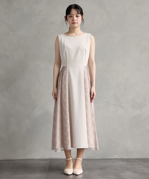 AIMER(エメ)の「サイドレースフィット&フレアノースリーブパーティードレス 結婚式 お呼ばれ ドレス 20代 30代 40代(ドレス・レディース・ベージュ/ネイビー/サックスブルー/レッド系・MEDIUM/LARGE)」の20枚目の写真