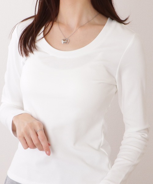 Lace Ladies(レースレディース)の「Uネック ベーシック カラー 長袖 裏起毛 プルオーバー(Tシャツ/カットソー・レディース・グレー/ブラック/ホワイト・M/XL/S)」の1枚目の写真