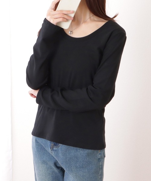 Lace Ladies(レースレディース)の「Uネック ベーシック カラー 長袖 裏起毛 プルオーバー(Tシャツ/カットソー・レディース・グレー/ブラック/ホワイト・M/XL/S)」の4枚目の写真