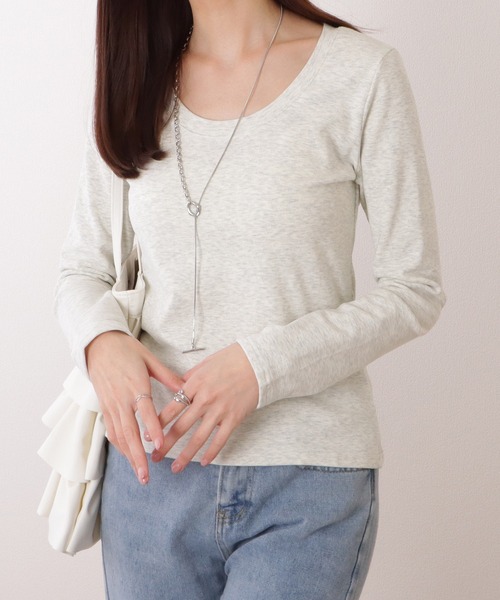 Lace Ladies(レースレディース)の「Uネック ベーシック カラー 長袖 裏起毛 プルオーバー(Tシャツ/カットソー・レディース・グレー/ブラック/ホワイト・M/XL/S)」の12枚目の写真