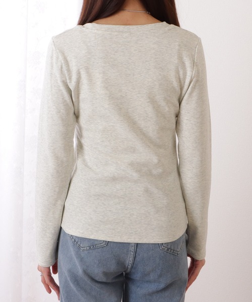Lace Ladies(レースレディース)の「Uネック ベーシック カラー 長袖 裏起毛 プルオーバー(Tシャツ/カットソー・レディース・グレー/ブラック/ホワイト・M/XL/S)」の15枚目の写真