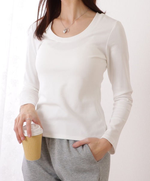 Lace Ladies(レースレディース)の「Uネック ベーシック カラー 長袖 裏起毛 プルオーバー(Tシャツ/カットソー・レディース・グレー/ブラック/ホワイト・M/XL/S)」の18枚目の写真
