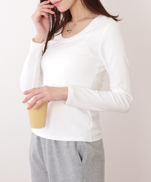 Lace Ladies(レースレディース)の「Uネック ベーシック カラー 長袖 裏起毛 プルオーバー(Tシャツ/カットソー・レディース・グレー/ブラック/ホワイト・M/XL/S)」の19枚目の写真