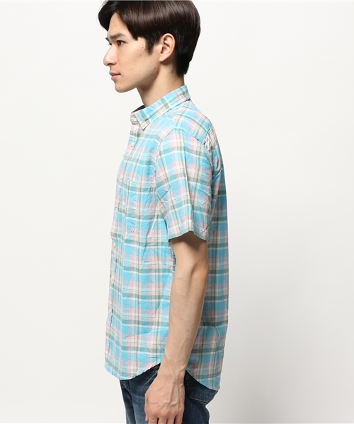 OUTLET（アウトレット）の「【CIAOPANIC TYPY】綿麻マドラスチェックシャツ（シャツ/ブラウス・メンズ・オレンジ/ピンク・MEDIUM/LARGE）」の4枚目の写真