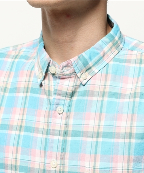 OUTLET（アウトレット）の「【CIAOPANIC TYPY】綿麻マドラスチェックシャツ（シャツ/ブラウス・メンズ・オレンジ/ピンク・MEDIUM/LARGE）」の6枚目の写真