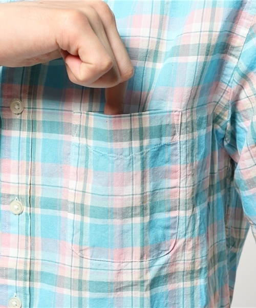 OUTLET（アウトレット）の「【CIAOPANIC TYPY】綿麻マドラスチェックシャツ（シャツ/ブラウス・メンズ・オレンジ/ピンク・MEDIUM/LARGE）」の8枚目の写真