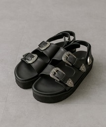 厚底メタルバックルツーベルトサンダル【SUM1 STYLE(スミスタイル)】