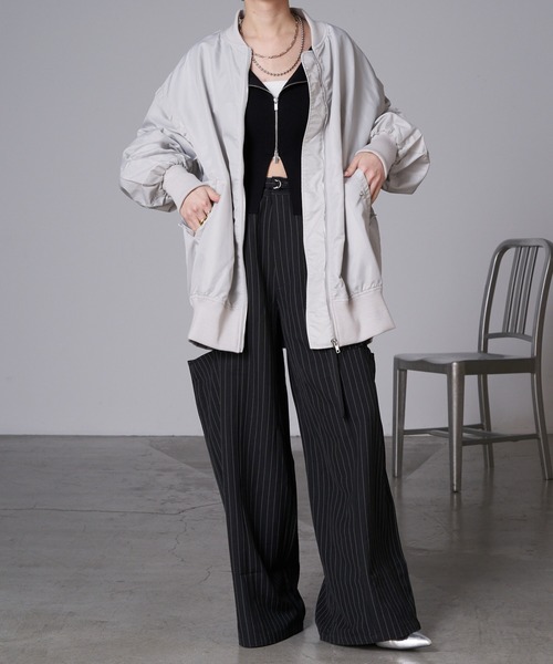 RAY CASSIN（レイカズン）の「ミドル丈MA-1（MA-1・レディース・グレー/アイボリー/ブラック・FREE）」の11枚目の写真