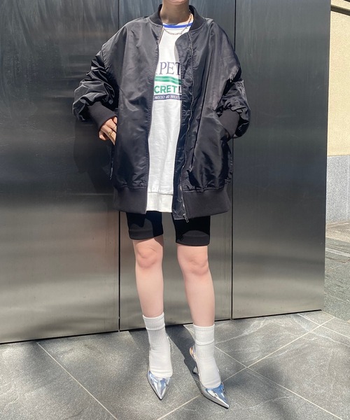 RAY CASSIN（レイカズン）の「ミドル丈MA-1（MA-1・レディース・グレー/アイボリー/ブラック・FREE）」の5枚目の写真