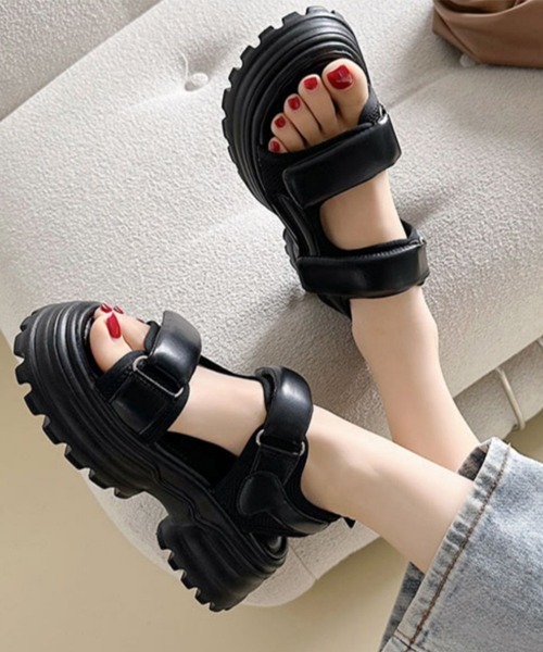Miniministore(ミニミニストア)の「厚底サンダル スポーツサンダル 美脚 夏(サンダル・レディース・ブラック/アイボリー・22.5cm/25.0cm/24.5cm/23.0cm/23.5cm/24.0cm)」の3枚目の写真