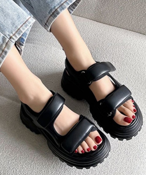 Miniministore(ミニミニストア)の「厚底サンダル スポーツサンダル 美脚 夏(サンダル・レディース・ブラック/アイボリー・22.5cm/25.0cm/24.5cm/23.0cm/23.5cm/24.0cm)」の4枚目の写真