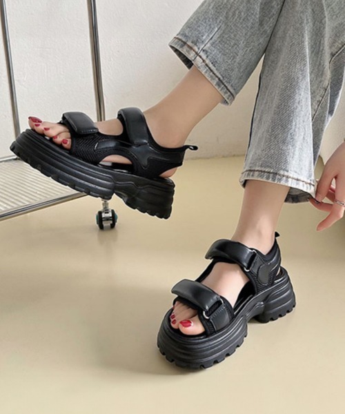 Miniministore(ミニミニストア)の「厚底サンダル スポーツサンダル 美脚 夏(サンダル・レディース・ブラック/アイボリー・22.5cm/25.0cm/24.5cm/23.0cm/23.5cm/24.0cm)」の5枚目の写真