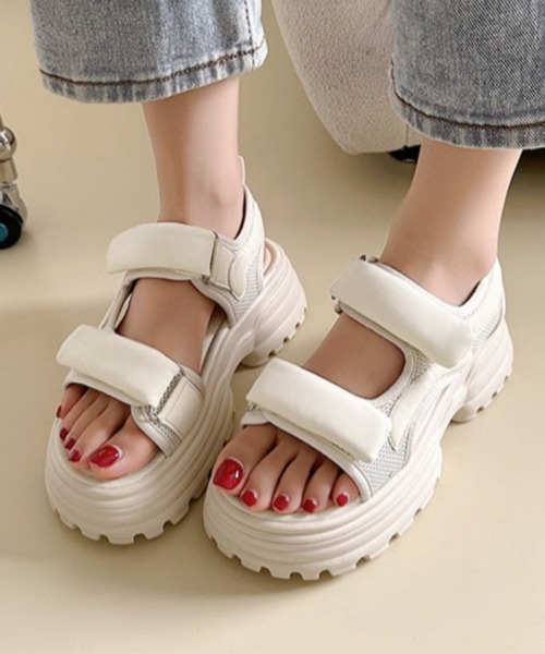 Miniministore(ミニミニストア)の「厚底サンダル スポーツサンダル 美脚 夏(サンダル・レディース・ブラック/アイボリー・22.5cm/25.0cm/24.5cm/23.0cm/23.5cm/24.0cm)」の7枚目の写真