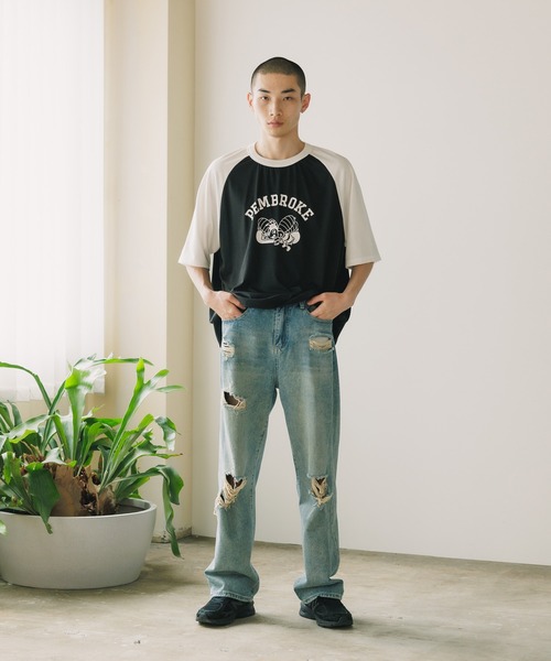 ROOPTOKYO(ループトウキョウ)の「TC杢天竺 プリントラグランT ルーズシルエット(Tシャツ/カットソー・メンズ・ホワイト系/ブラック系/グレー系・M/L/XL)」の11枚目の写真