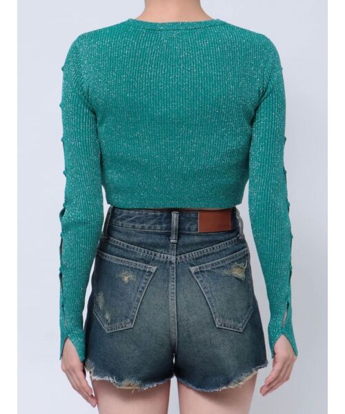 EVRIS(エヴリス)の「アームカッティングラメニット(ニット/セーター・レディース・グリーン/ピンク/ホワイト/ブラック・FREE)」の16枚目の写真