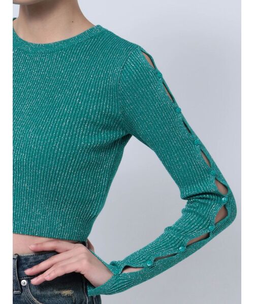 EVRIS(エヴリス)の「アームカッティングラメニット(ニット/セーター・レディース・グリーン/ピンク/ホワイト/ブラック・FREE)」の18枚目の写真