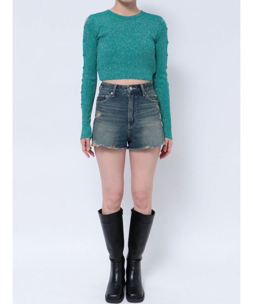 EVRIS(エヴリス)の「アームカッティングラメニット(ニット/セーター・レディース・グリーン/ピンク/ホワイト/ブラック・FREE)」の21枚目の写真