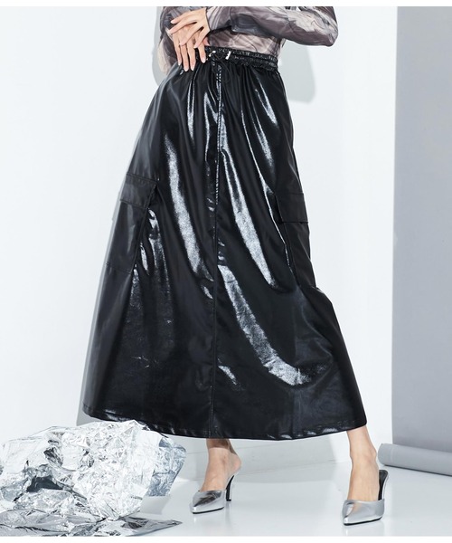 Settimissimo（セッティミッシモ）の「メタリック カーゴポケット ロングスカート（スカート・レディース・ブラック/シルバー・FREE）」の4枚目の写真