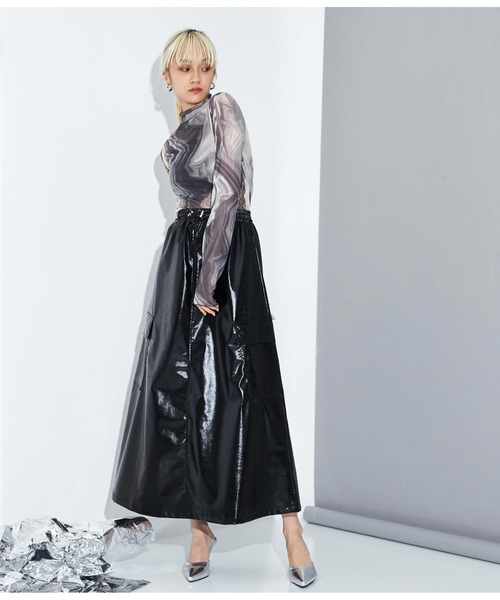 Settimissimo（セッティミッシモ）の「メタリック カーゴポケット ロングスカート（スカート・レディース・ブラック/シルバー・FREE）」の8枚目の写真