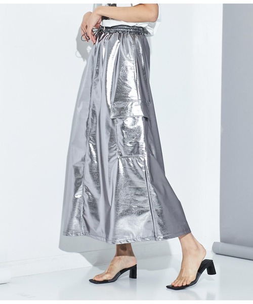 Settimissimo（セッティミッシモ）の「メタリック カーゴポケット ロングスカート（スカート・レディース・ブラック/シルバー・FREE）」の12枚目の写真