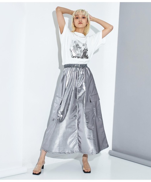 Settimissimo（セッティミッシモ）の「メタリック カーゴポケット ロングスカート（スカート・レディース・ブラック/シルバー・FREE）」の14枚目の写真
