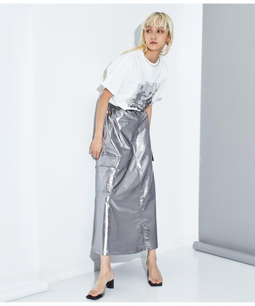 Settimissimo（セッティミッシモ）の「メタリック カーゴポケット ロングスカート（スカート・レディース・ブラック/シルバー・FREE）」の17枚目の写真