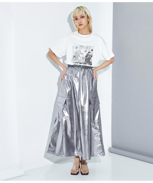 Settimissimo（セッティミッシモ）の「メタリック カーゴポケット ロングスカート（スカート・レディース・ブラック/シルバー・FREE）」の18枚目の写真