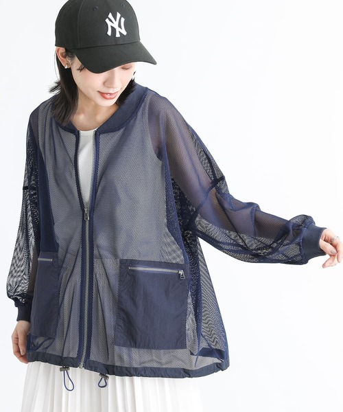 n'OrLABEL（ノアールレーベル）の「【廃盤】『メッシュブルゾン』（カーディガン/ボレロ・レディース・ブラック/ダークブルー・FREE）」の3枚目の写真