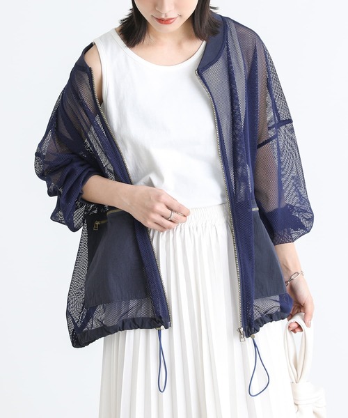 n'OrLABEL（ノアールレーベル）の「【廃盤】『メッシュブルゾン』（カーディガン/ボレロ・レディース・ブラック/ダークブルー・FREE）」の4枚目の写真