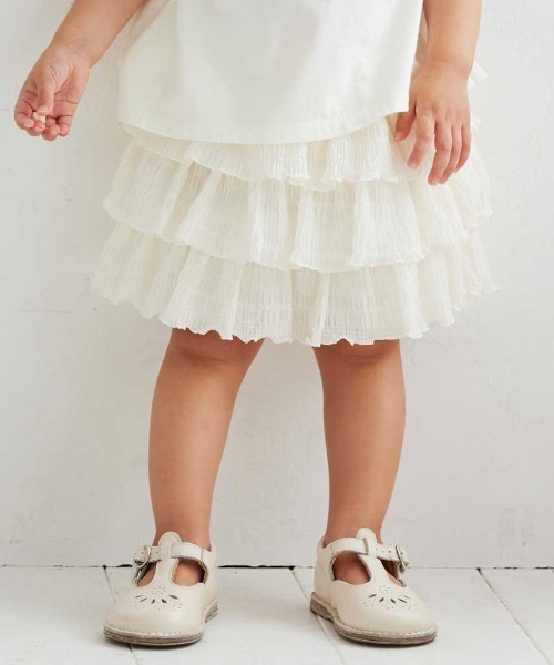 10mois(ディモワ)の「【10mois(ディモワ) 】フリル シャーリング ティアード パンツ 80cm・90cm・100cm・110cm(その他パンツ・キッズ・ライトブルー/クリーム・80cm/90cm/110cm/100cm)」の1枚目の写真