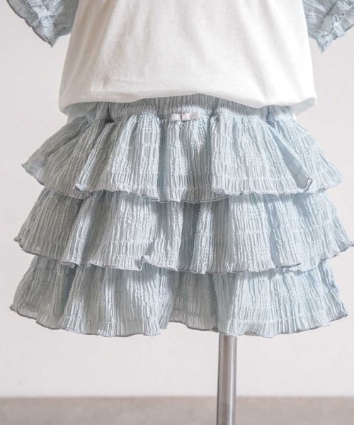 10mois(ディモワ)の「【10mois(ディモワ) 】フリル シャーリング ティアード パンツ 80cm・90cm・100cm・110cm(その他パンツ・キッズ・ライトブルー/クリーム・80cm/90cm/110cm/100cm)」の2枚目の写真