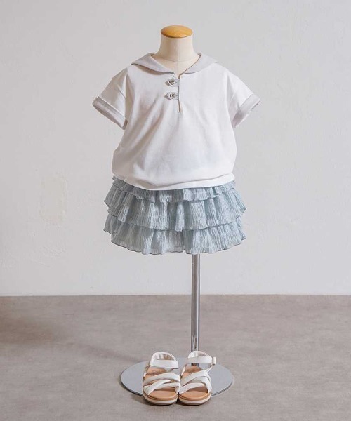 10mois(ディモワ)の「【10mois(ディモワ) 】フリル シャーリング ティアード パンツ 80cm・90cm・100cm・110cm(その他パンツ・キッズ・ライトブルー/クリーム・80cm/90cm/110cm/100cm)」の12枚目の写真