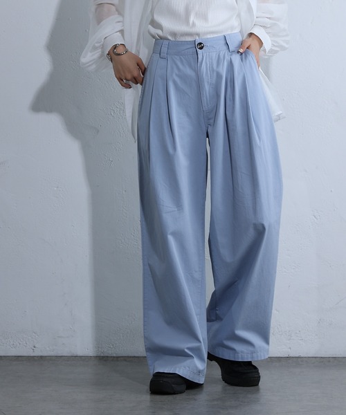 COLONY 2139（コロニートゥーワンスリーナイン）の「ライトツイルワイドストレートパンツ（チノパンツ・レディース・ピンク/ブラック/サックスブルー・SMALL/MEDIUM）」の13枚目の写真