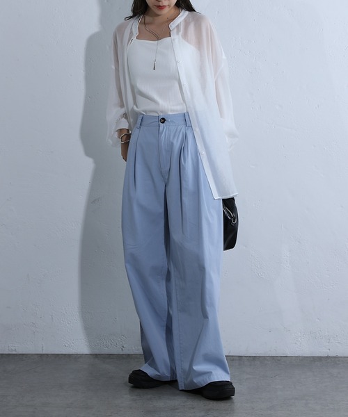 COLONY 2139（コロニートゥーワンスリーナイン）の「ライトツイルワイドストレートパンツ（チノパンツ・レディース・ピンク/ブラック/サックスブルー・SMALL/MEDIUM）」の18枚目の写真