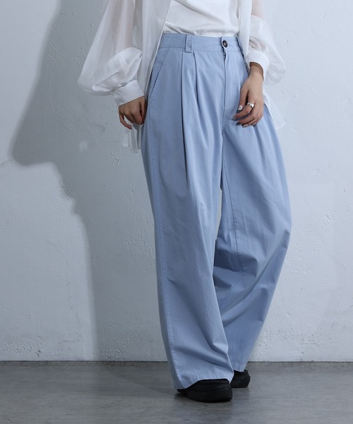 COLONY 2139（コロニートゥーワンスリーナイン）の「ライトツイルワイドストレートパンツ（チノパンツ・レディース・ピンク/ブラック/サックスブルー・SMALL/MEDIUM）」の16枚目の写真