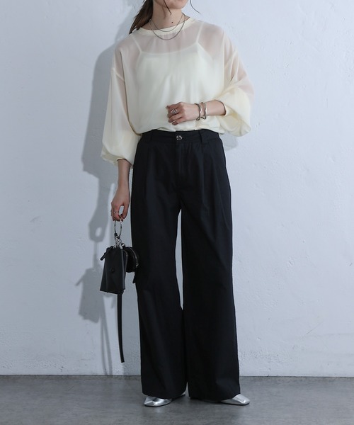 COLONY 2139（コロニートゥーワンスリーナイン）の「ライトツイルワイドストレートパンツ（チノパンツ・レディース・ピンク/ブラック/サックスブルー・SMALL/MEDIUM）」の9枚目の写真